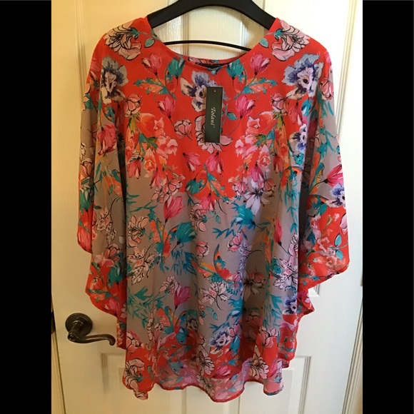 Tolani Tops - Tolani Narissa Poppy Floral Caftan